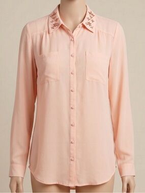 Torrid Peach Embellished Collar Button-Down Shirt plus size XXL